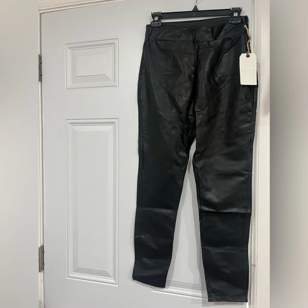 Leith Black Leather Skinny Pants - Picture 4 of 10